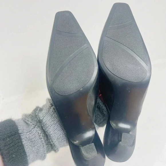 Y2k Merona Allyn Black Leather Kitten Heels Bow Size 5.5 - Picture 5 of 10